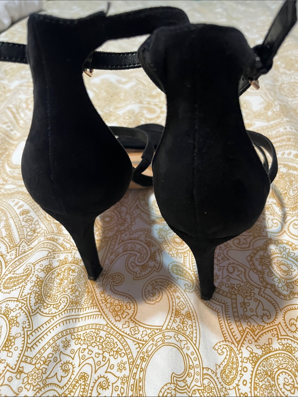 Michael Kors Black Suede Strappy Ankle-Heel Sandals - Picture 2 of 4